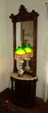 ~ Victorian C/1870's Entrance Pier mirror w/burl columns and white marble top