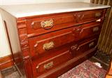 1870 Walnut Victorian 3 drawer chest w/white marble top