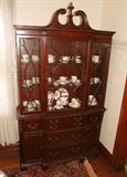 C/1930's Chippendale style Mahogany dining room suite including China Cabinet, Buffet, rectangular dining table w/6 chairs including one armchair