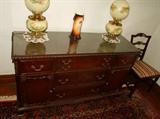 C/1930's Chippendale style Mahogany dining room suite including China Cabinet, Buffet, rectangular dining table w/6 chairs including one armchair