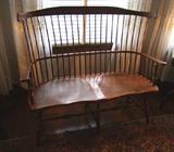 1950's Windsor settee signed Duckloe Bros. Inc., Portland, PA, Colonial Reproductions
