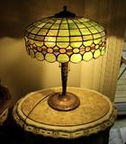 C/1920's Bradley and Hubbard leaded glass table lamp (Attributed)