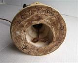 C/1910 Pottery and brass lamp base signed “LCT Pottery, J734