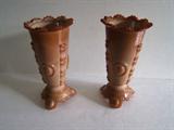 Pr. of C/1900 Greentown Chocolate glass bud vases