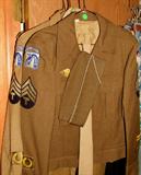 WWII US Army T-SGT wool shirt, T-Shirt, Tunic, Jacket, 2 hats, tie and paperwork
