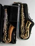 1920's Restored American Standard Alto Sax w/hard case (on Right)~ 1970's Bundy Alto Sax w/hard case