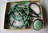Sterling and Turquoise Native American jewelry including Necklace and bracelet