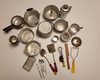 Childs aluminum & primitive kitchen tools