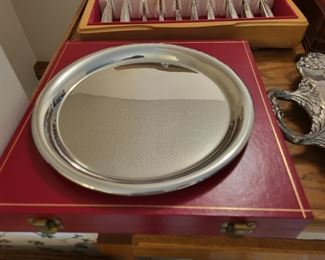 Cartier pewter serving plate in case