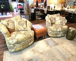Pair of La-Z-Boy swivel upholstered club chairs
