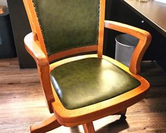 Oak and leather office chair