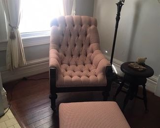 Victorian chair with ottoman