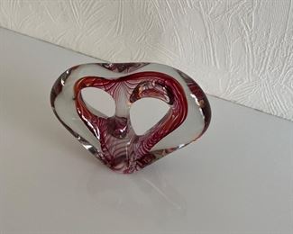 Art Glass Peace Symbol Sculpture