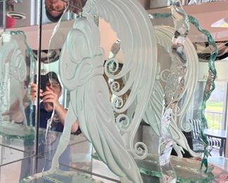 Etched Art Deco Figure Glass Sculpture
