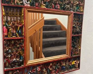 Folk Art Paper Mache figural Mirror