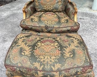 Upholstered Vintage Chair & Ottoman
