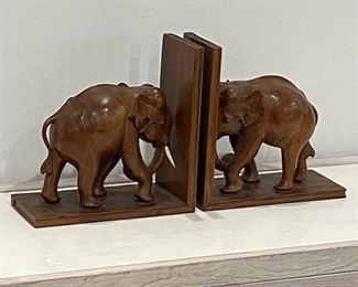 Carved Large Elephant Bookends