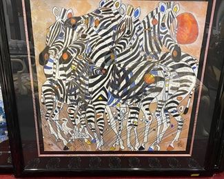 Jiang Tiefeng Zebras Large Framed Art 5/6 Edition With Cert