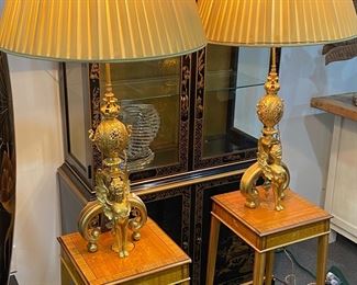 Ornate Brass Pair Lamps