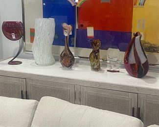 Art Glass Vases & Murano Dog
