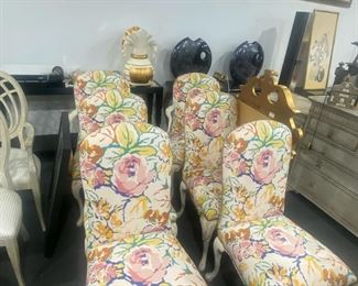 6 Upholstered Flower Design Chairs