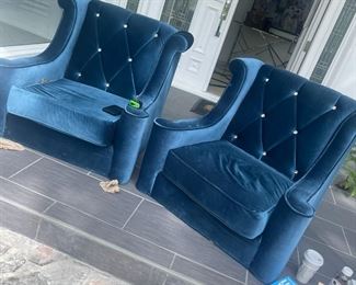 blue velvet chairs