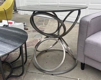 beautiful living room or coffee table glass with metal holding