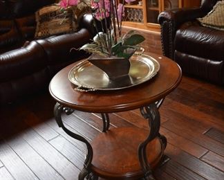 Iron and wood side table