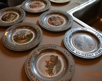 Set of 6 - Vintage 1976 Pewter Plates 
“The Great American Revolution 1776”