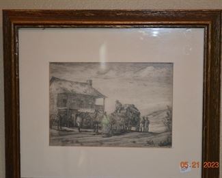 MB Max Cole  dry point etching  print