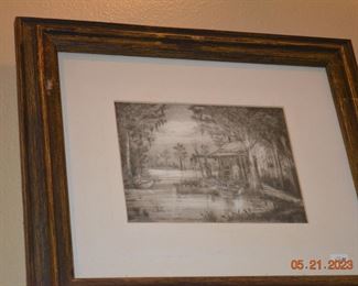 MB Max Cole dry point  Etching print