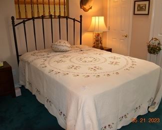 Like new bed with metal headboard 