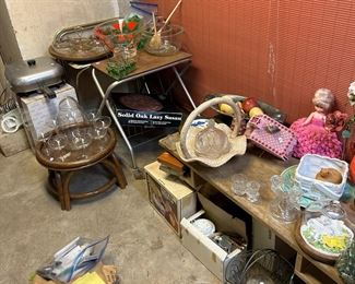Assorted glass pieces, etc