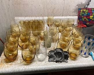 Vintage smoke brown glassware 