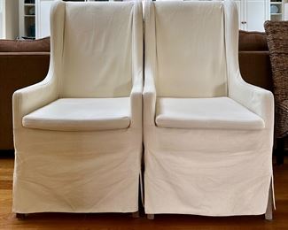 (2) Slipcovered Armchairs