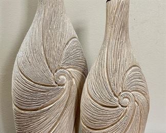 (2) Textured Vases