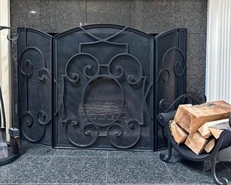 Fireplace Tools, Folding Screen & Log Holder