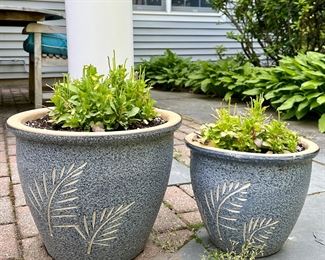 (2) Planters with Fern Accents