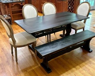 Painted Kitchen Table & Bench with 4 Chairs
