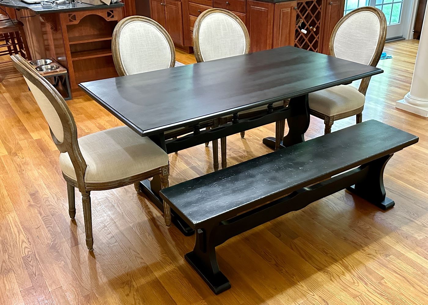 Painted Kitchen Table & Bench with 4 Chairs