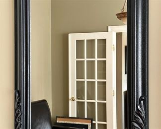 Black Painted Mirror with Carved Accents