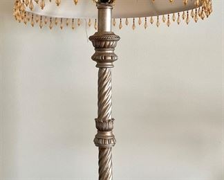 Brushed Silver Table Lamp with Beaded Shade