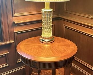 Bombay Co. Side Table & Lead Crystal Lamp