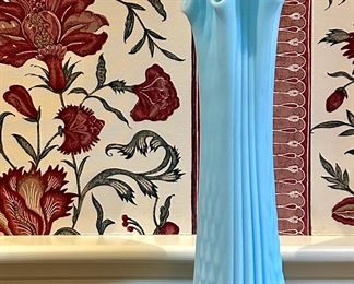 Fenton Blue Satin Vase