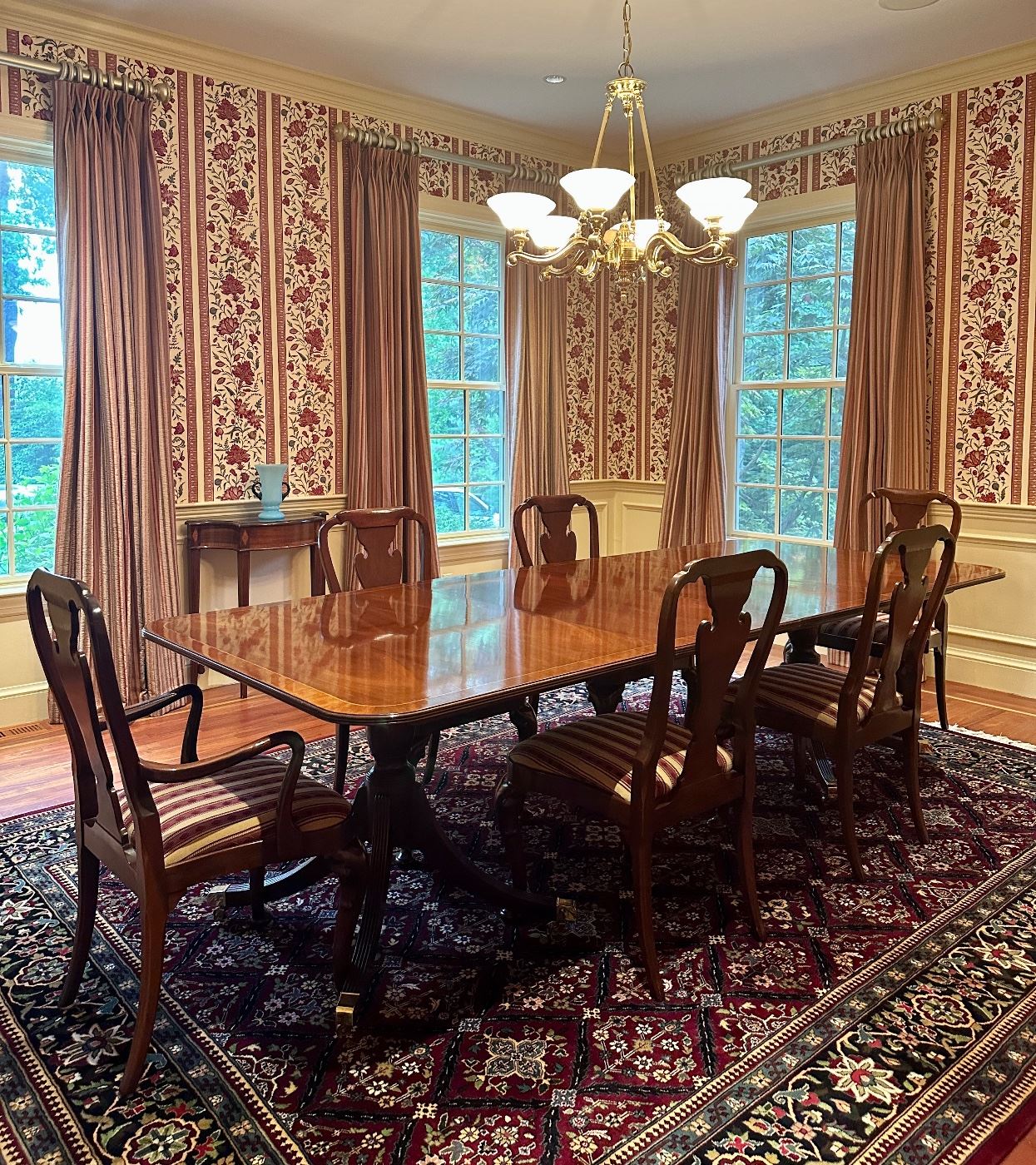 Baker Furniture Historic Charleston Double Pedestal Dining Room Table & 6 Chairs 