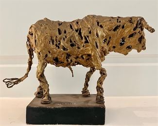 Paco Valle Brutalist Wire Bull Sculpture