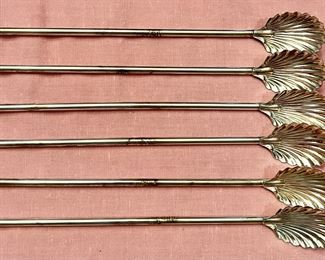 (6) Sterling Silver Sipping Straw Spoons