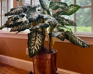 Faux Fern in Brass Planter