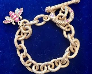 Jay Strongwater Enamel Bee Bracelet with Swarovski Crystals