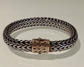 John Hardy Classic Sterling Silver Wheat Bracelet with 18K Gold